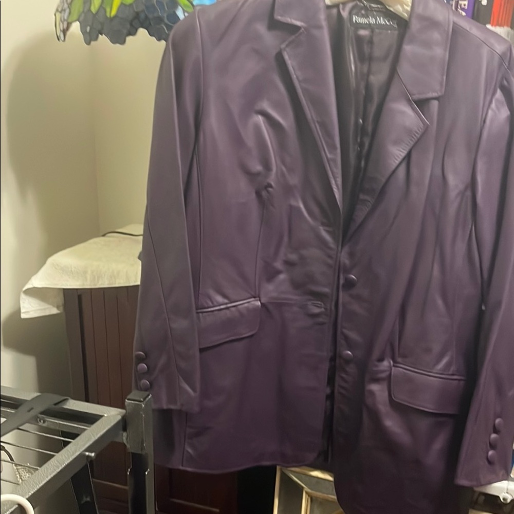 Pamela McCoy beautiful Purple Leather jacket